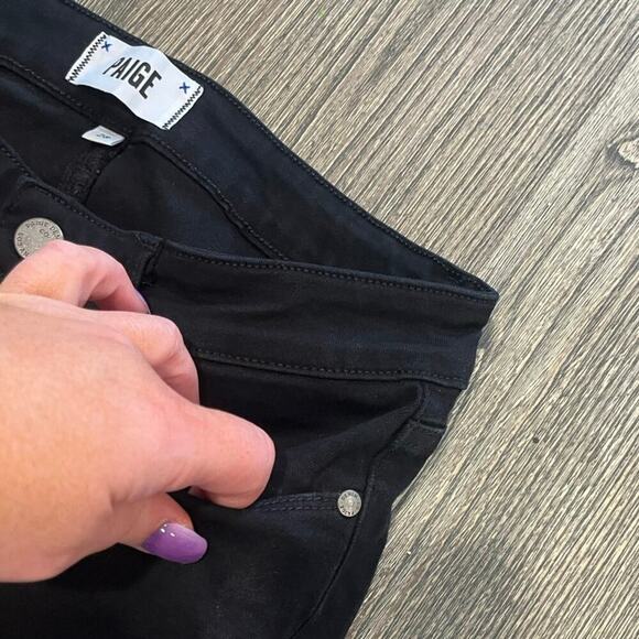 Paige Verdugo Ultra Skinny Jeans Mid-Rise Distressed Denim Stretch Black Size 28 - Picture 3 of 11